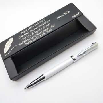 Signator® C561 Simli Beyaz Roller Kalem | İsme Özel Kalem | Hediyelik Kalem
