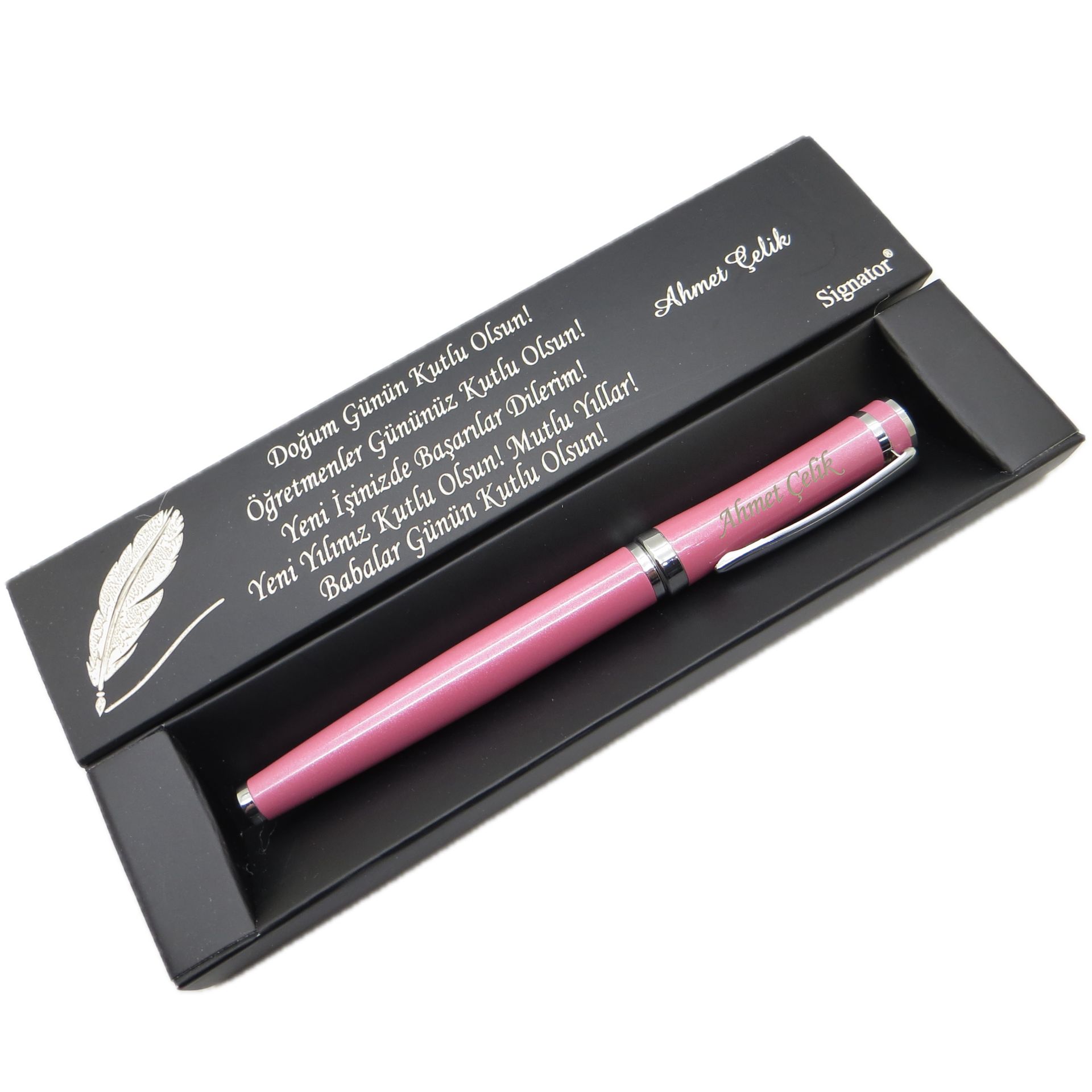 Signator® C563 Simli Pembe Roller Kalem | İsme Özel Kalem | Hediyelik Kalem