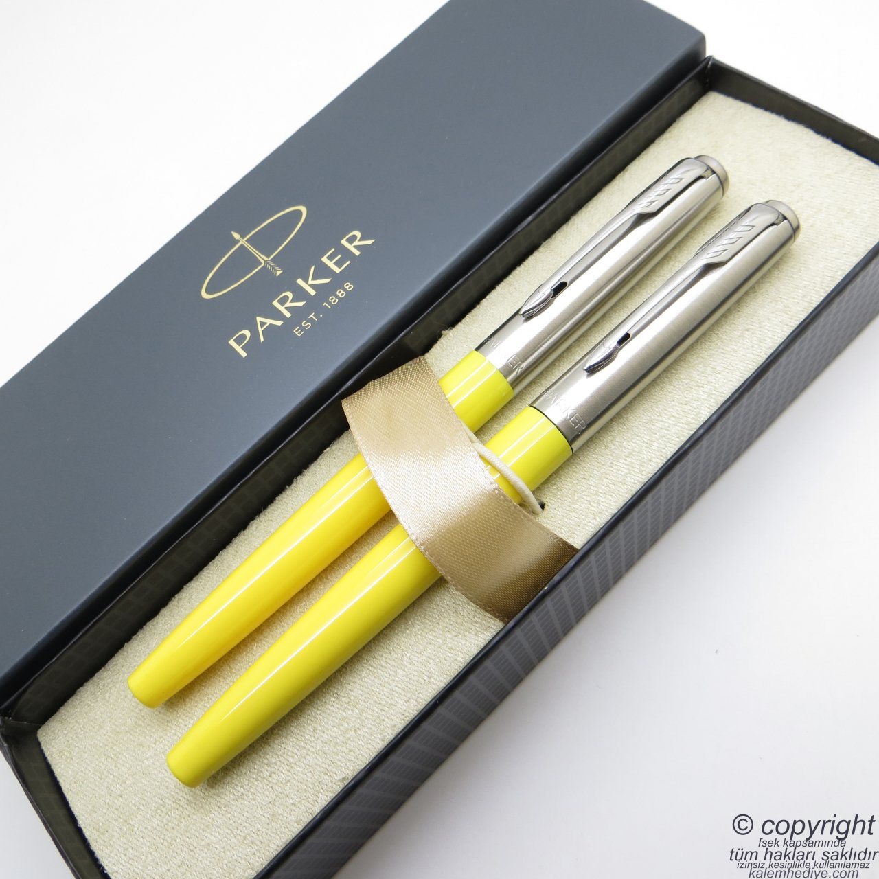 Parker Jotter Original Sarı Dolma Kalem + Roller Kalem Set | İsme Özel Kalem | Hediyelik Kalem