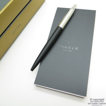 Parker Jotter Siyah CT Tükenmez Kalem + Defter | Parker Kalem | İsme Özel Kalem | Hediyelik Kalem