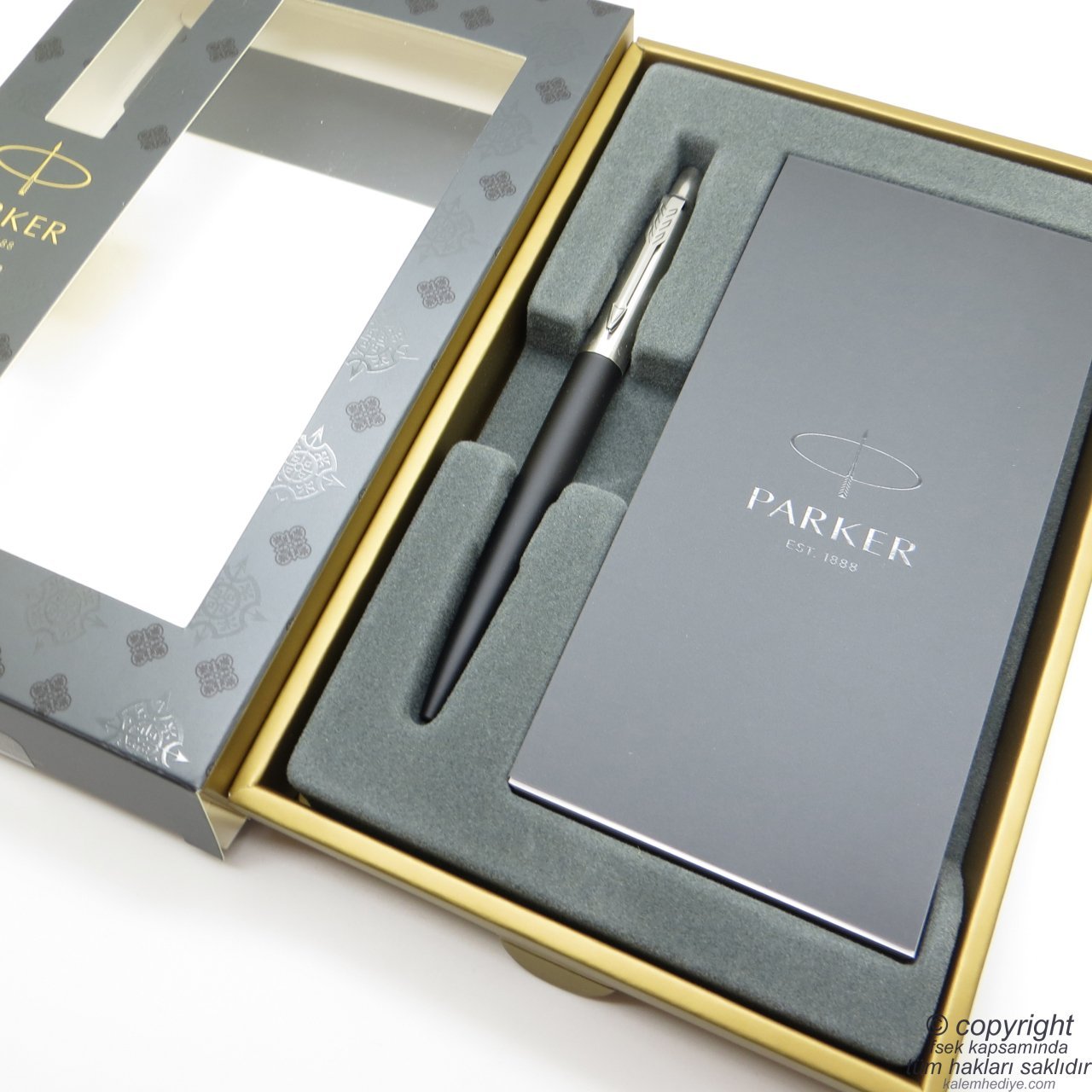 Parker Jotter Siyah CT Tükenmez Kalem + Defter | Parker Kalem | İsme Özel Kalem | Hediyelik Kalem