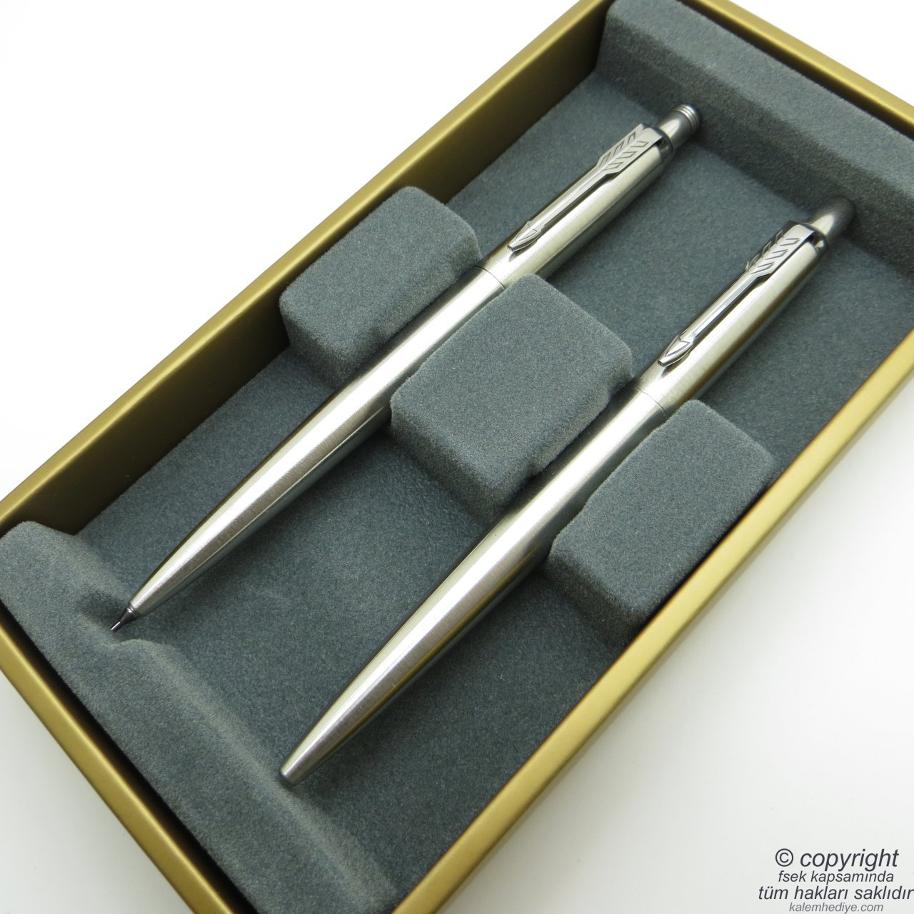 Parker Jotter SS CT Tükenmez Kalem + 0.5 Versatil Kalem Set | Parker Kalem | İsme Özel Kalem | Hediyelik Kalem