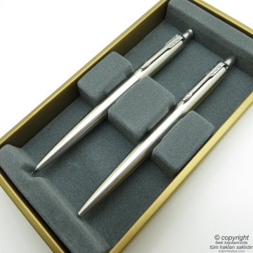 Parker Jotter SS CT Tükenmez Kalem + 0.5 Versatil Kalem Set | Parker Kalem | İsme Özel Kalem | Hediyelik Kalem