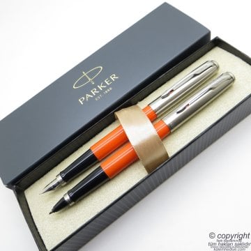 Parker Jotter Original Turuncu Dolma Kalem + Roller Kalem Set | İsme Özel Kalem | Hediyelik Kalem
