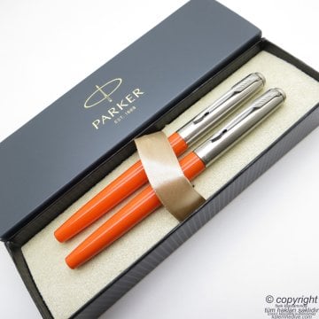 Parker Jotter Original Turuncu Dolma Kalem + Roller Kalem Set | İsme Özel Kalem | Hediyelik Kalem