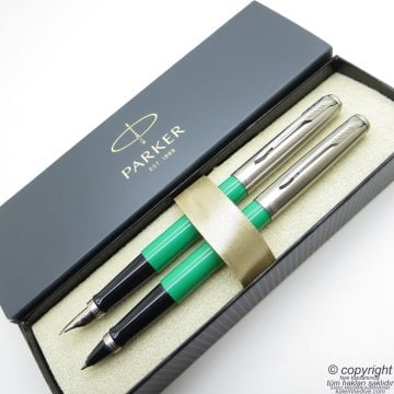 Parker Jotter Original Yeşil Dolma Kalem + Roller Kalem Set | İsme Özel Kalem | Hediyelik Kalem