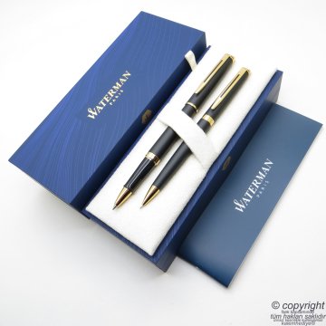 Waterman Hemisphere Mat Siyah GT Roller Kalem + Tükenmez Kalem Set | İsme Özel Kalem | Hediye Kalem