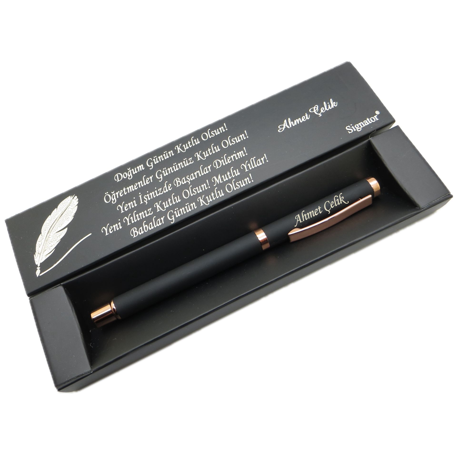 Signator® C595 Mat Siyah Rose Gold Roller Kalem | İsme Özel Kalem | Hediyelik Kalem