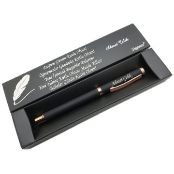 Signator® C595 Mat Siyah Rose Gold Roller Kalem | İsme Özel Kalem | Hediyelik Kalem