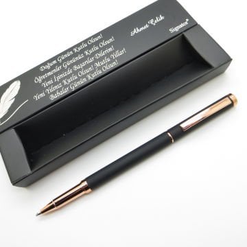 Signator® C595 Mat Siyah Rose Gold Roller Kalem | İsme Özel Kalem | Hediyelik Kalem