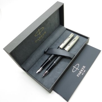 Parker Sonnet Essential Siyah CT Dolma Kalem + Roller Kalem Set | İsme Özel Kalem | Hediyelik Kalem