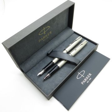 Parker Sonnet Essential Stainless Steel CT Dolma Kalem + Roller Kalem Set | İsme Özel Kalem | Hediyelik Kalem
