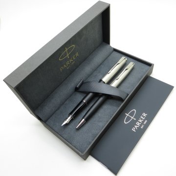 Parker Sonnet Essential Siyah CT Dolma Kalem + Tükenmez Kalem Set | İsme Özel Kalem | Hediyelik Kalem