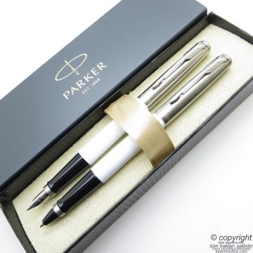 Parker Jotter Original Beyaz Dolma Kalem + Roller Kalem Set | İsme Özel Kalem | Hediyelik Kalem