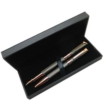 Signator® M430 Titanyum Balıksırtı Rose Gold Kalem Seti - Roller Kalem + Tükenmez Kalem | İsme Özel Kalem | Hediyelik Kalem