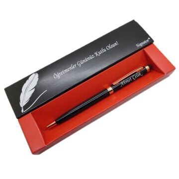 Signator® C663 Siyah Altın Tükenmez Kalem | İsme Özel Kalem | Hediyelik Kalem - (Öğretmenler Günü, Doğum Günü, Yeni Yıl vb. Kutulu)