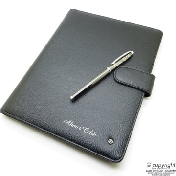 Scrikss İsme Özel Portföy + Kalem Hediyelik Set - SG185 İsme Özel Defter Set