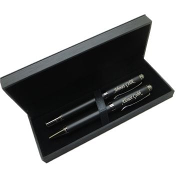 Signator® M460 Titanyum Mat Siyah Kalem Seti - Roller Kalem + Tükenmez Kalem | İsme Özel Kalem | Hediyelik Kalem