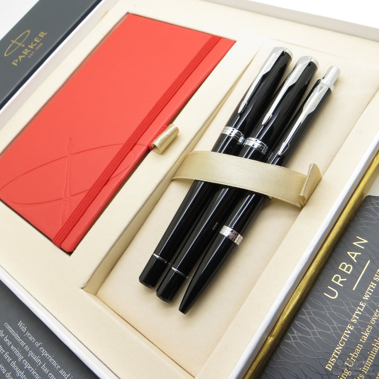 Parker Urban Lake Siyah Multi Set | Dolma Kalem + Roller Kalem + Tükenmez Kalem | İsme Özel Kalem