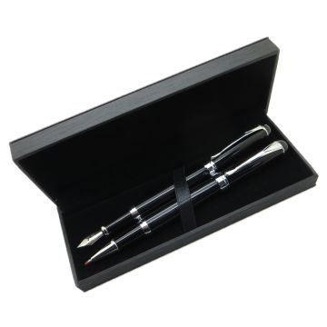 Signator® M480 Siyah Krom Kalem Seti - Roller Kalem + Tükenmez Kalem | İsme Özel Kalem | Hediyelik Kalem
