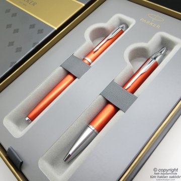 Parker IM Premium Dokulu Roller Kalem +  Tükenmez Kalem Seti | İsme Özel