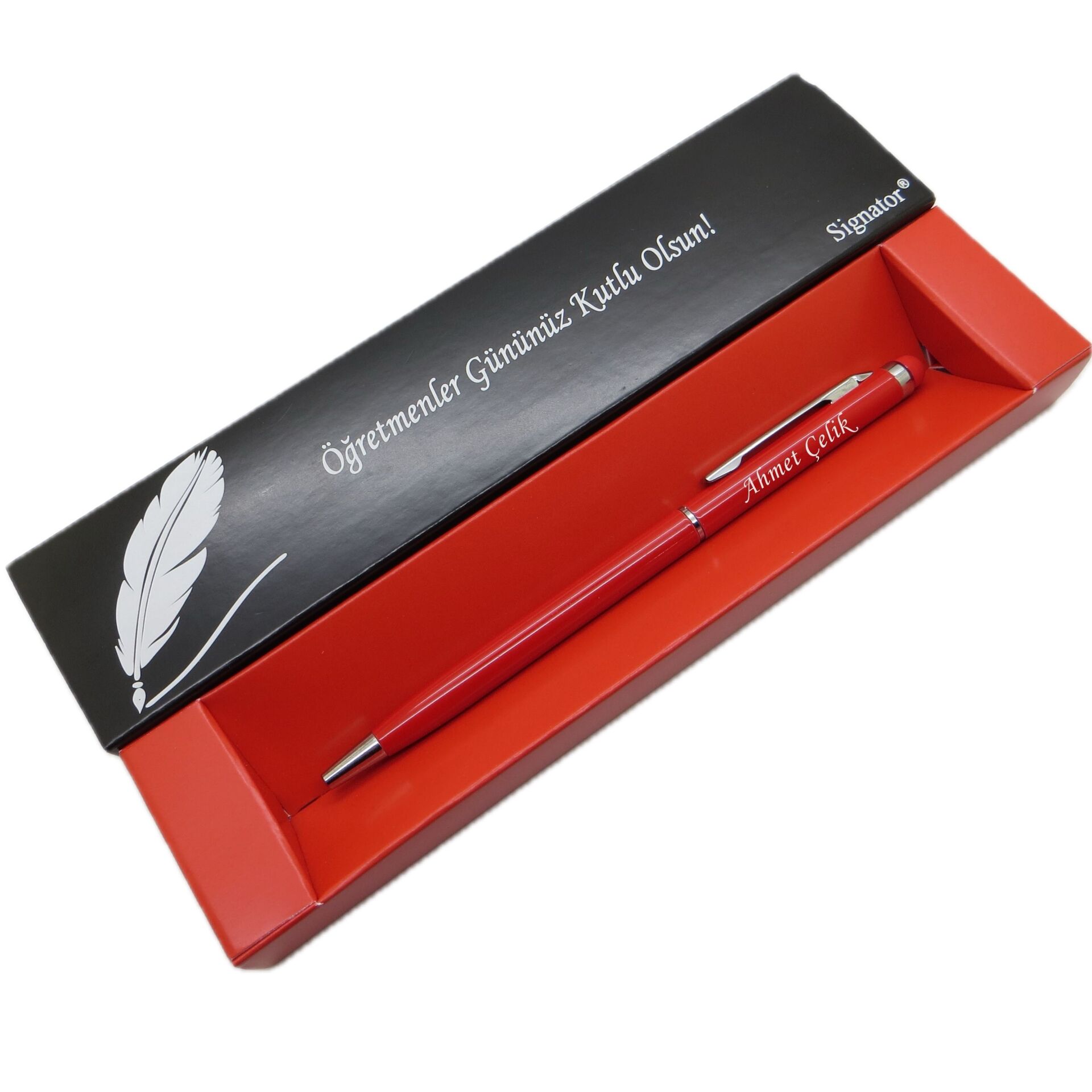 Signator® C671 Touch Red Tükenmez Kalem | İsme Özel Kalem | Hediyelik Kalem - (Öğretmenler Günü, Doğum Günü, Yeni Yıl vb. Kutulu)