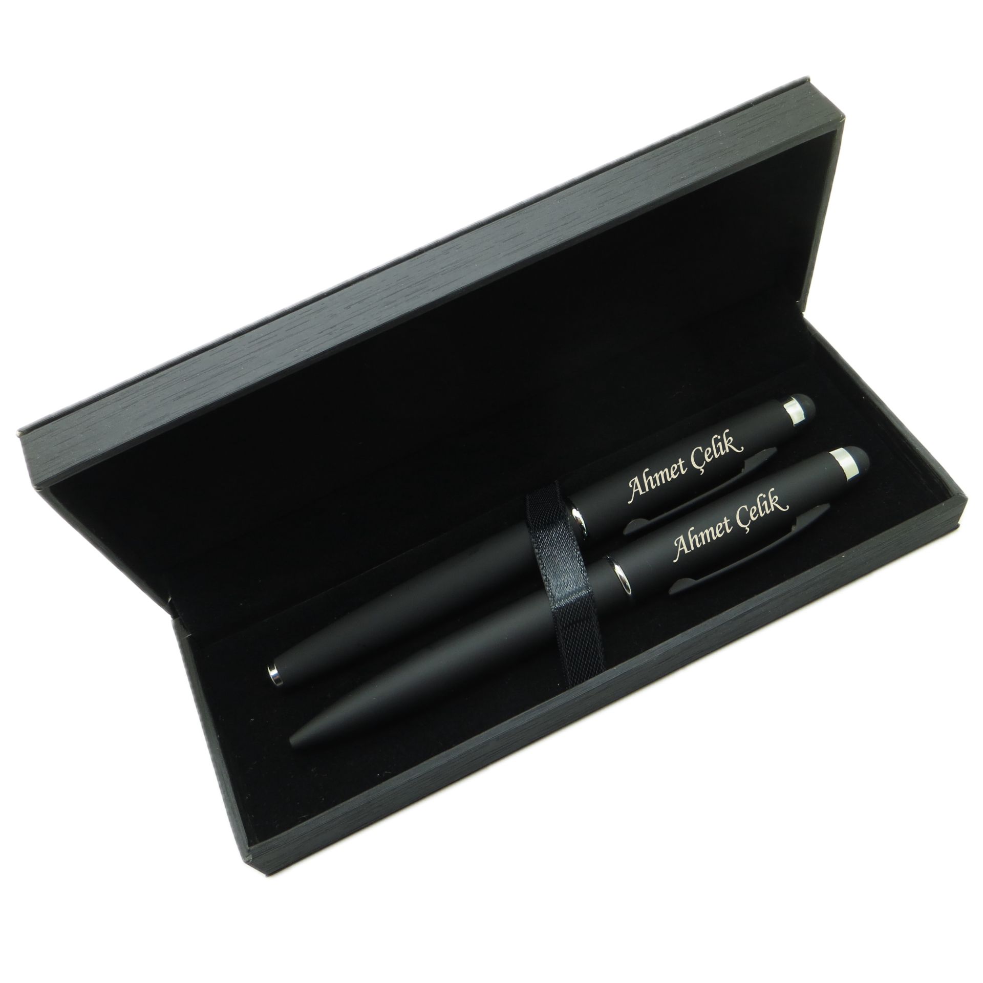 Signator® M500 Mat Siyah Kalem Seti - Roller Kalem + Tükenmez Kalem | İsme Özel Kalem | Hediyelik Kalem