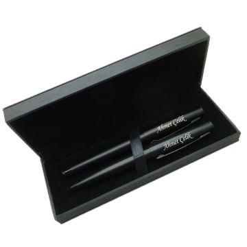 Signator® M510 Mat Siyah Kalem Seti - Roller Kalem + Tükenmez Kalem | İsme Özel Kalem | Hediyelik Kalem