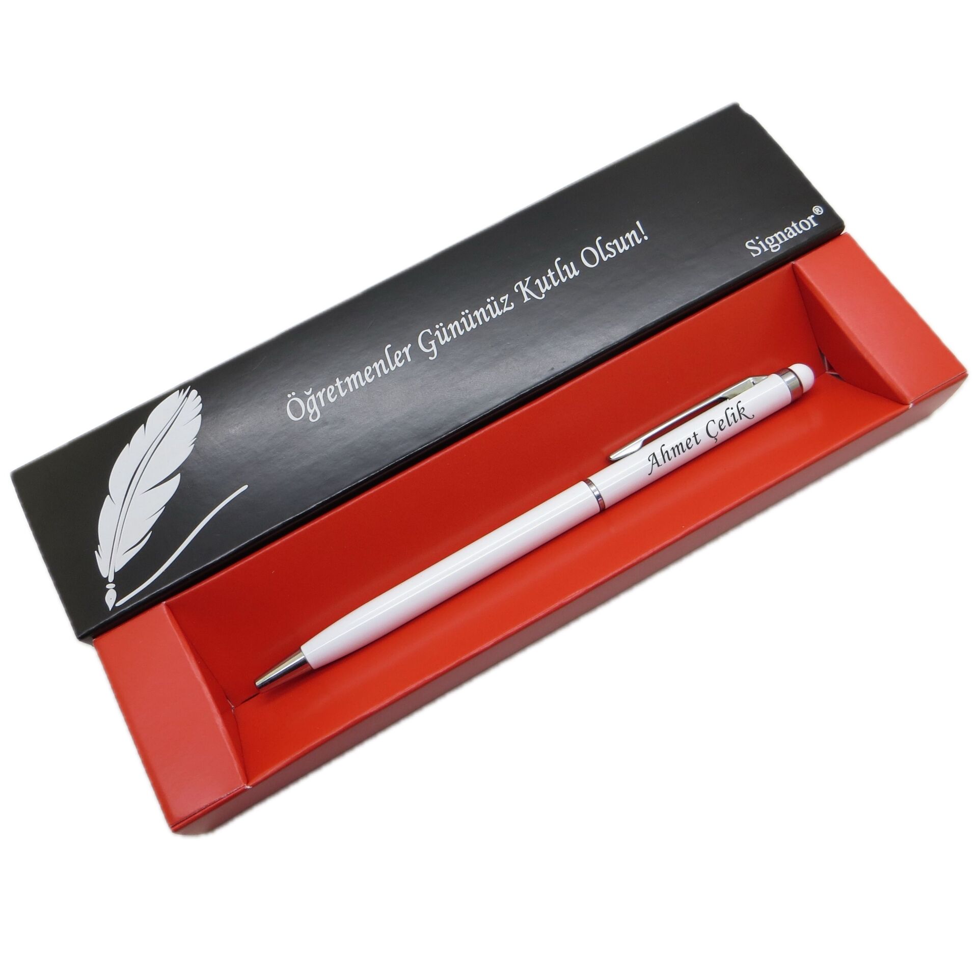 Signator® C673 Touch White Tükenmez Kalem | İsme Özel Kalem | Hediyelik Kalem - (Öğretmenler Günü, Doğum Günü, Yeni Yıl vb. Kutulu)