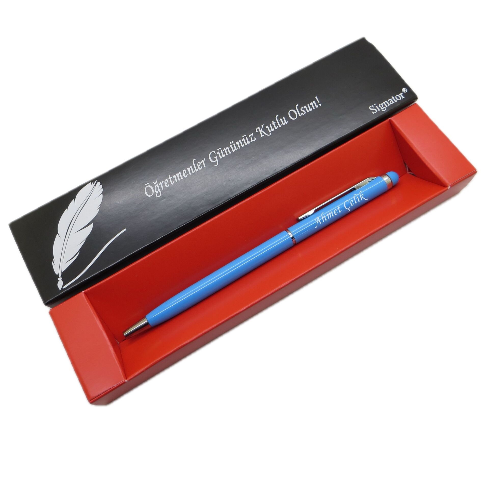 Signator® C674 Touch Sky Tükenmez Kalem | İsme Özel Kalem | Hediyelik Kalem - (Öğretmenler Günü, Doğum Günü, Yeni Yıl vb. Kutulu)