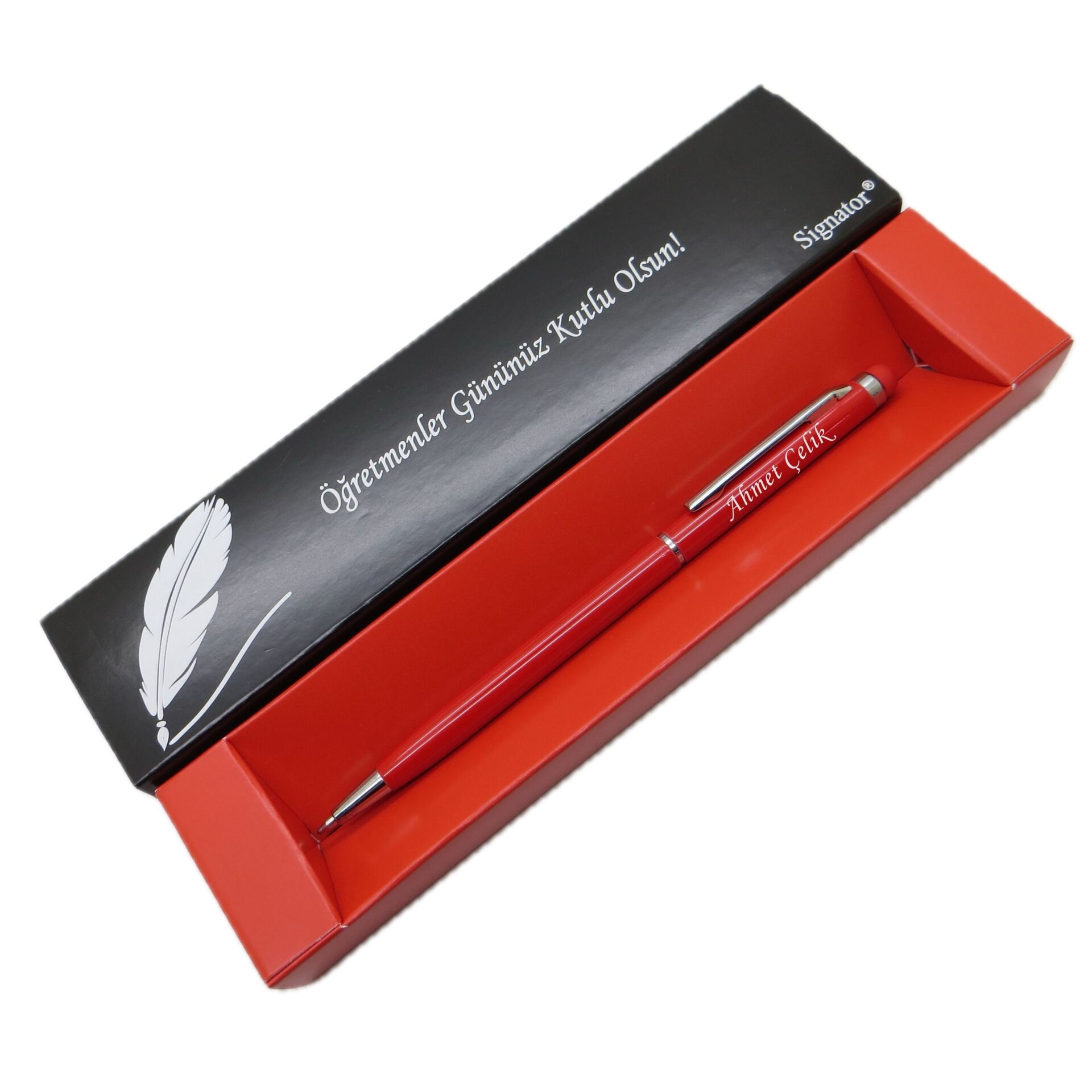 Signator® C675 Touch Red Tükenmez Kalem | İsme Özel Kalem | Hediyelik Kalem - (Öğretmenler Günü, Doğum Günü, Yeni Yıl vb. Kutulu)