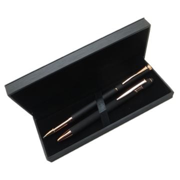 Signator® M523 Mat Siyah Rose Kalem Seti - Roller Kalem + Tükenmez Kalem | İsme Özel Kalem | Hediyelik Kalem