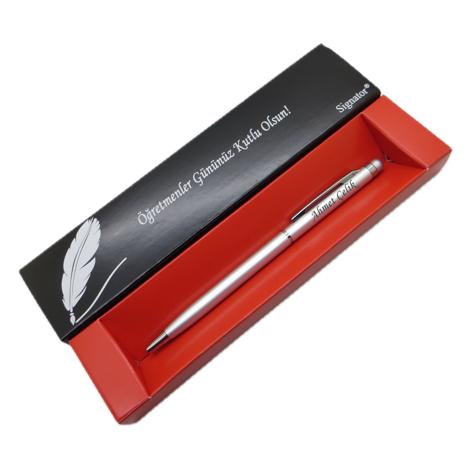 Signator® C677 Touch Silver Tükenmez Kalem | İsme Özel Kalem | Hediyelik Kalem - (Öğretmenler Günü, Doğum Günü, Yeni Yıl vb. Kutulu)