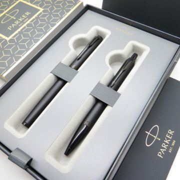 Parker IM Mat Metal Siyah BT Dolma Kalem + Tükenmez Kalem Set | İsme Özel Kalem | Hediyelik Kalem