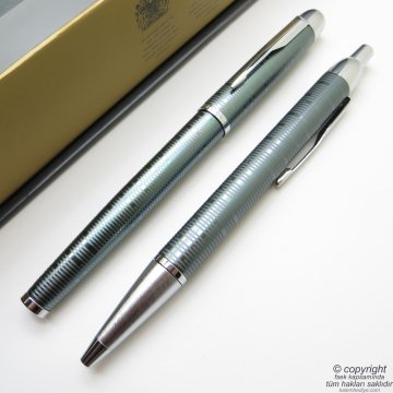 Parker IM Premium Zümrüt Roller Kalem +  Tükenmez Kalem Seti | İsme Özel