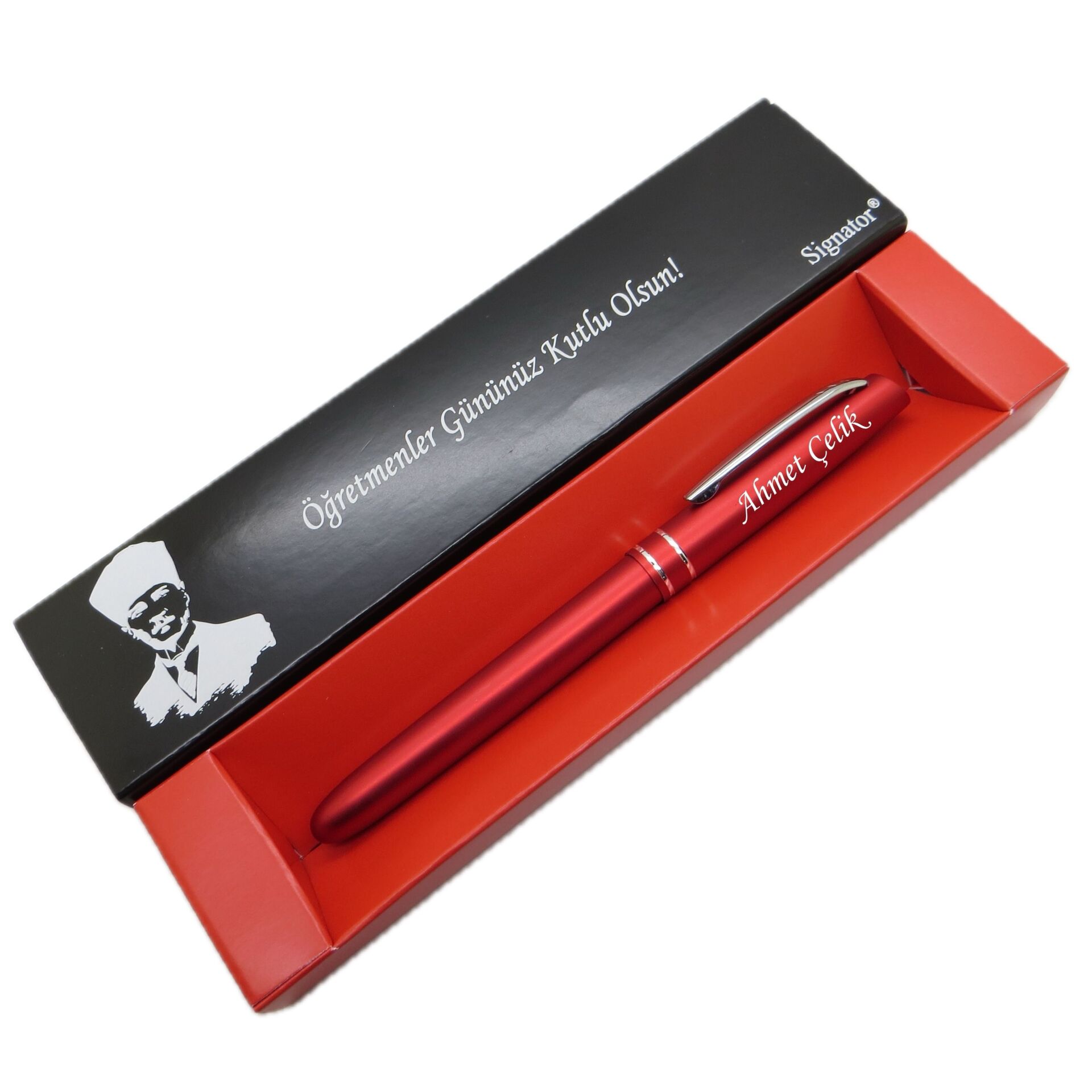 Signator® C682 Metallic Red Roller Kalem | İsme Özel Kalem | Hediyelik Kalem - (Öğretmenler Günü, Doğum Günü, Yeni Yıl vb. Kutulu)