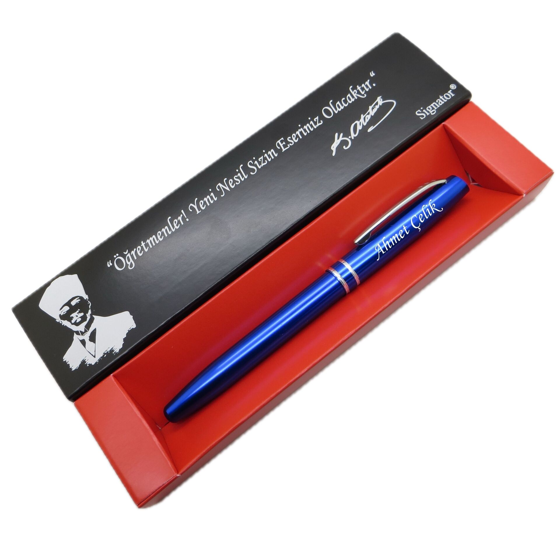 Signator® C683 Metallic Blue Roller Kalem | İsme Özel Kalem | Hediyelik Kalem - (Öğretmenler Günü, Doğum Günü, Yeni Yıl vb. Kutulu)