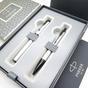 Parker IM Mat Metal Gri BT Roller Kalem + Tükenmez Kalem Set | İsme Özel Kalem | Hediyelik Kalem