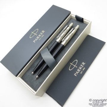 Parker Jotter Original Siyah Tükenmez Kalem + 0.5 Versatil (uçlu) Kalem Set | İsme Özel Kalem | Hediyelik Kalem