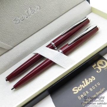 Scrikss 33 Bordo Dolma Kalem + Tükenmez Kalem Set | Scrikss Kalem | İsme Özel Kalem | Hediyelik Kalem