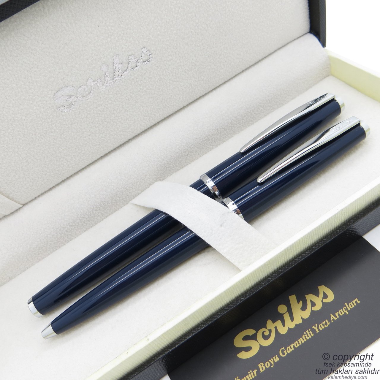Scrikss 33 Lacivert Dolma Kalem + Tükenmez Kalem Set | Scrikss Kalem | İsme Özel Kalem | Hediyelik Kalem
