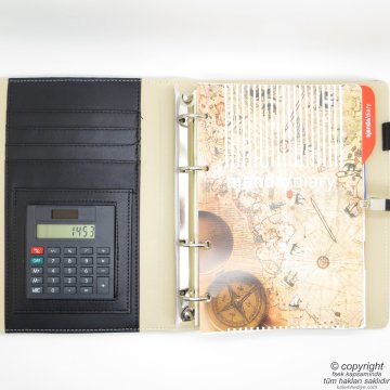 2022 Telefon Cepli Tarihli Kişiye Özel Mekanizmalı Organizer Ajanda Termo Deri Füme - Kalemli Set | 17x23 | İsme Özel Defter | MS-1180