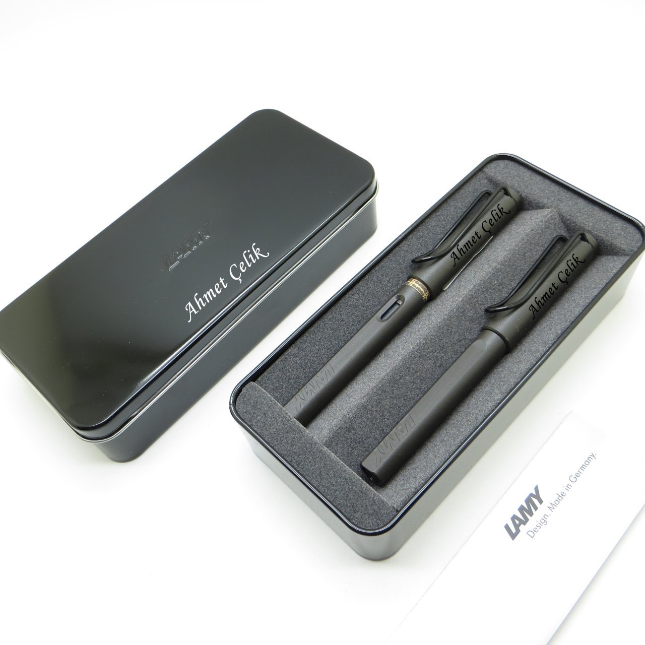 Lamy Safari Mat Siyah Dolma Kalem + Roller Kalem Seti + Metal Kutu |  Lamy Kalem | Hepsi İsme Özel