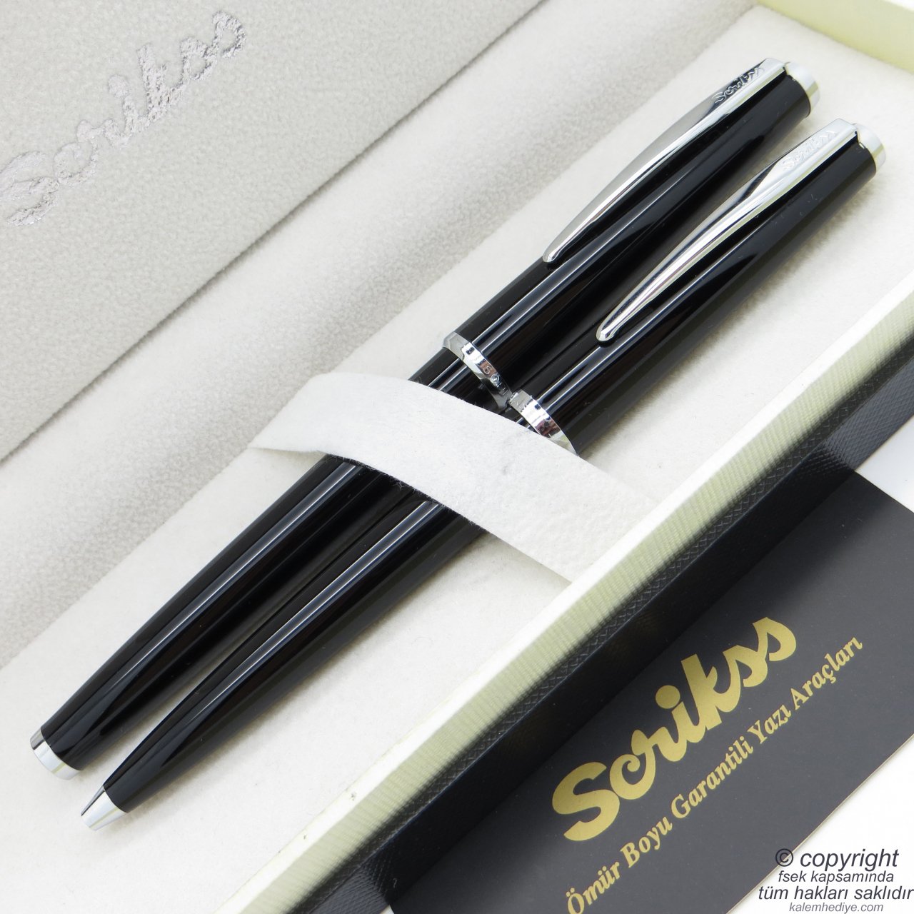 Scrikss 33 Siyah Dolma Kalem + Tükenmez Kalem Set | Scrikss Kalem | İsme Özel Kalem | Hediyelik Kalem