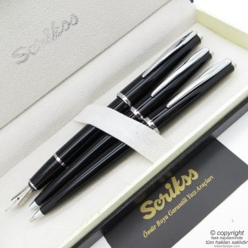 Scrikss 33 3'lü Set Siyah | Dolma Kalem + Tükenmez Kalem + Versatil Kalem Set | Scrikss Kalem | İsme Özel Kalem | Hediyelik Kalem