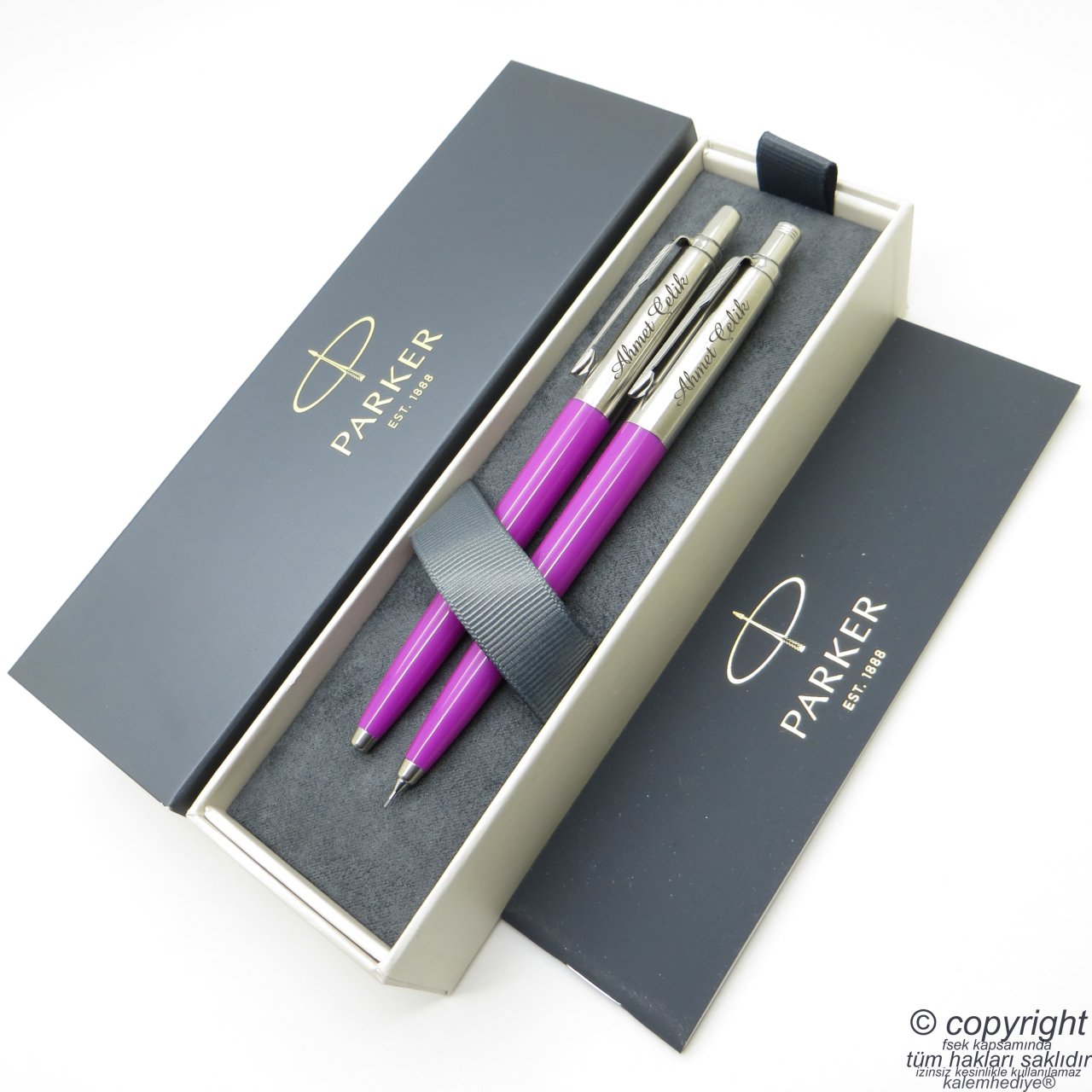 Parker Jotter Original Eflatun Tükenmez Kalem + 0.5 Versatil (uçlu) Kalem Set | İsme Özel Kalem | Hediyelik Kalem