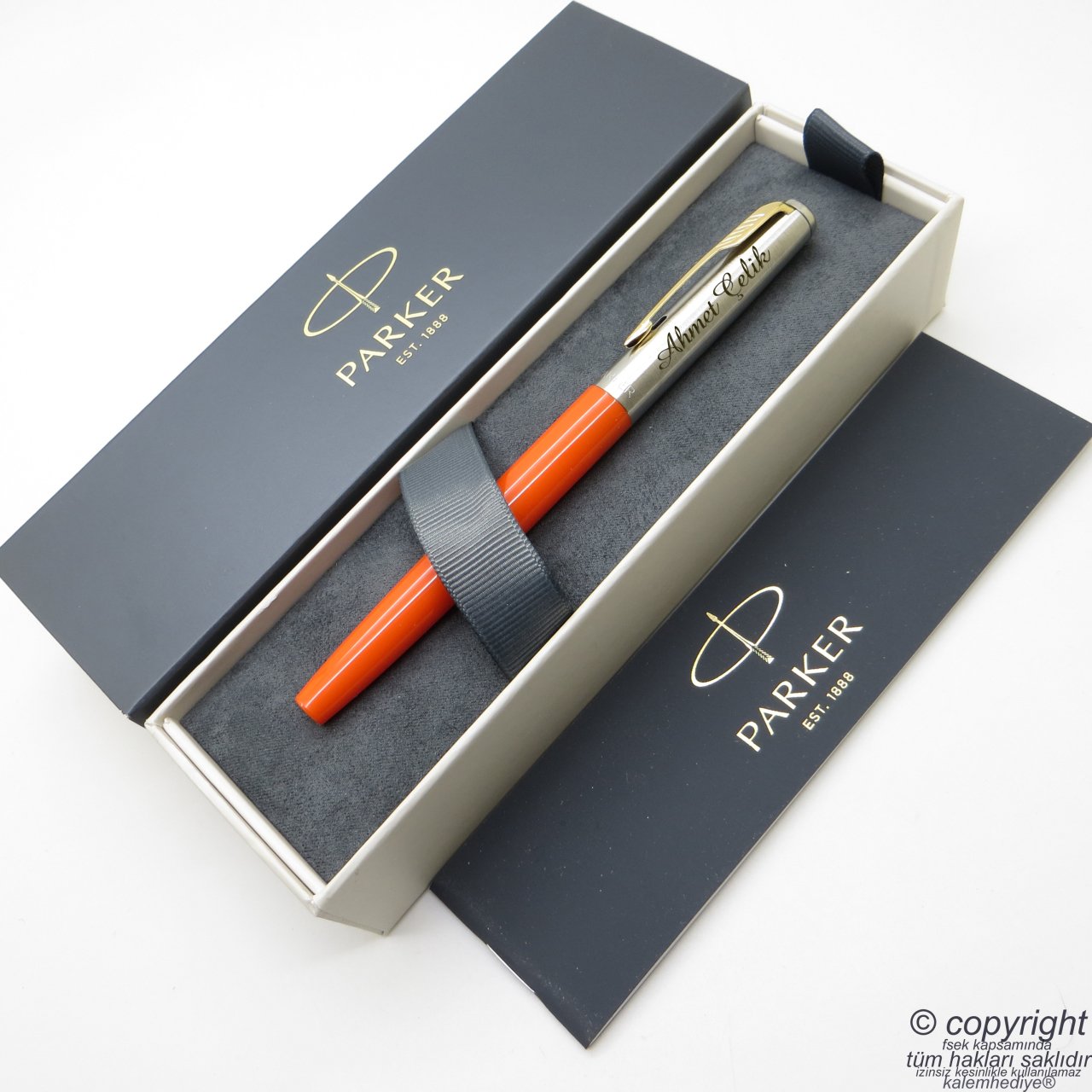 Parker Jotter Original Turuncu GT Roller Kalem | İsme Özel Kalem | Hediyelik Kalem
