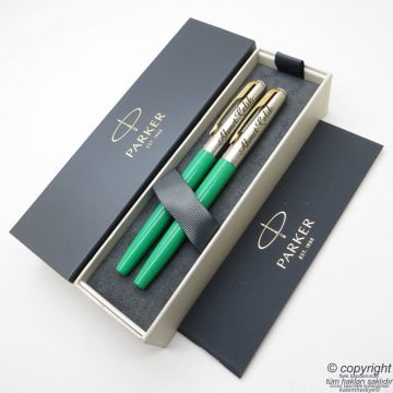 Parker Jotter Original Yeşil GT Dolma Kalem + Roller Kalem Set | İsme Özel Kalem | Hediyelik Kalem