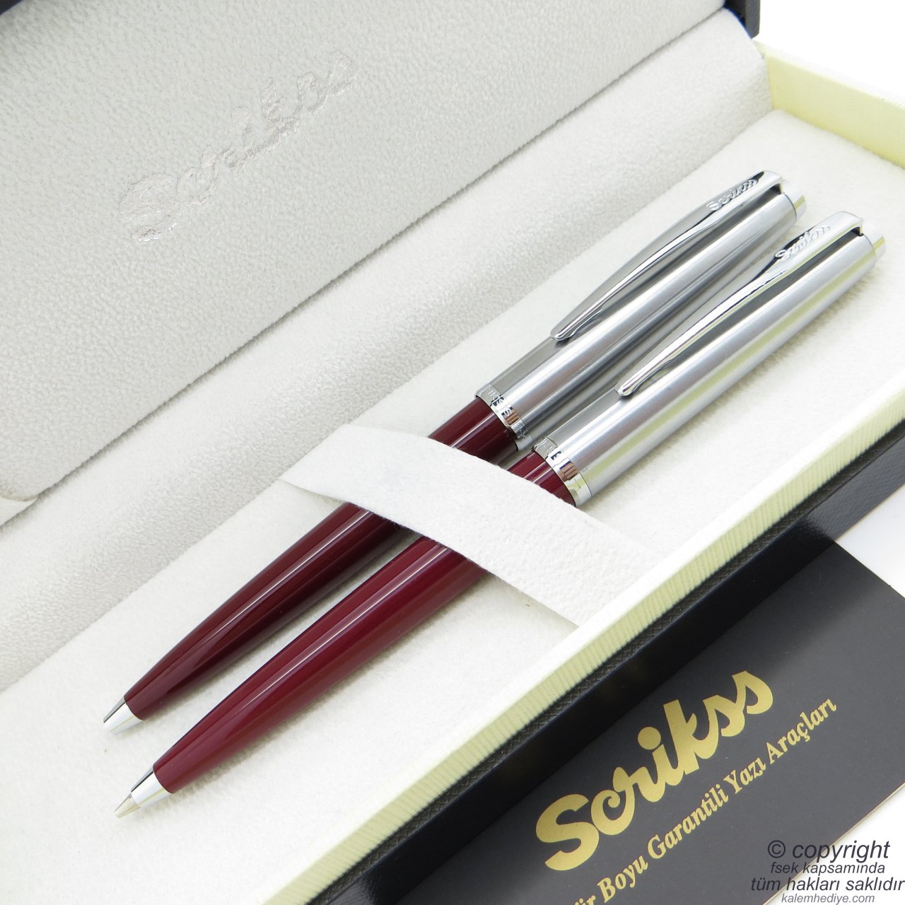 Scrikss 78 Bordo Tükenmez Kalem + Versatil Kalem Set | Scrikss Kalem | İsme Özel Kalem | Hediyelik Kalem