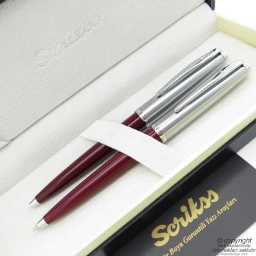 Scrikss 78 Bordo Tükenmez Kalem + Versatil Kalem Set | Scrikss Kalem | İsme Özel Kalem | Hediyelik Kalem